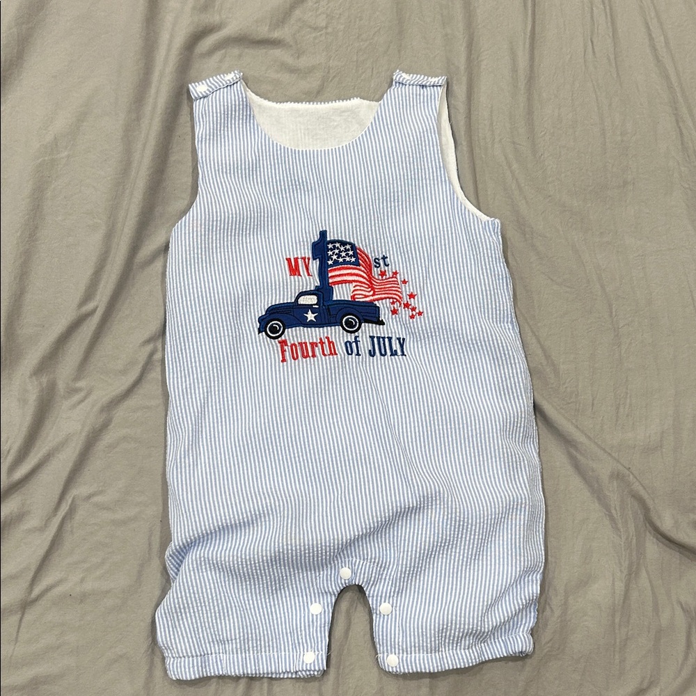 Striped Fourth of July Baby Romper
